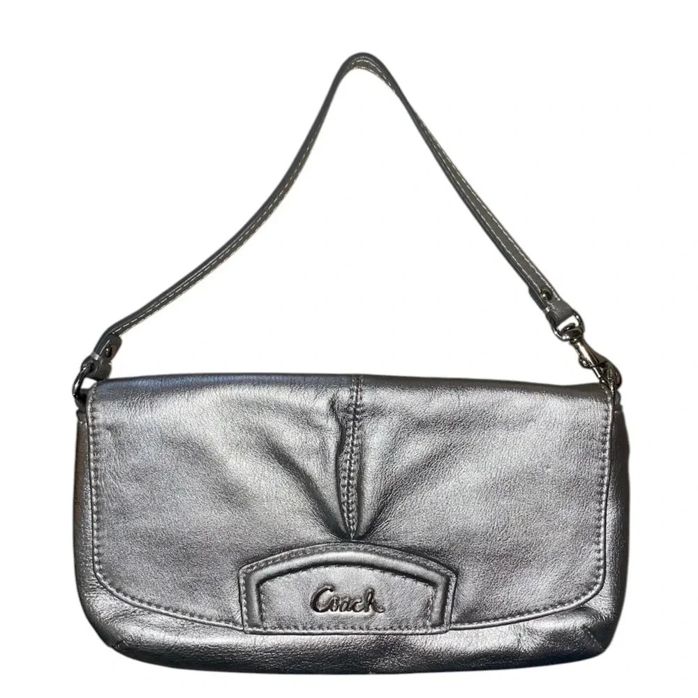 Coach Silver Handbag w/ Pink Interior